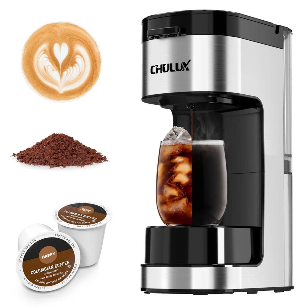 CHULUX Single Serve Coffee Maker SOLOBREW 2-in-1 Capsule & Ground Coffee Machine